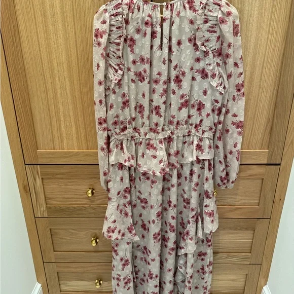 CURRENT AIR for ANTHROPOLOGIE Floral Pink Ruffle Midi Dress - Picture 5 of 5